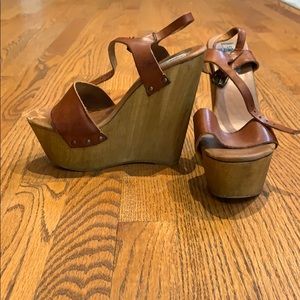 Steve Madden Brown Leather Wedges